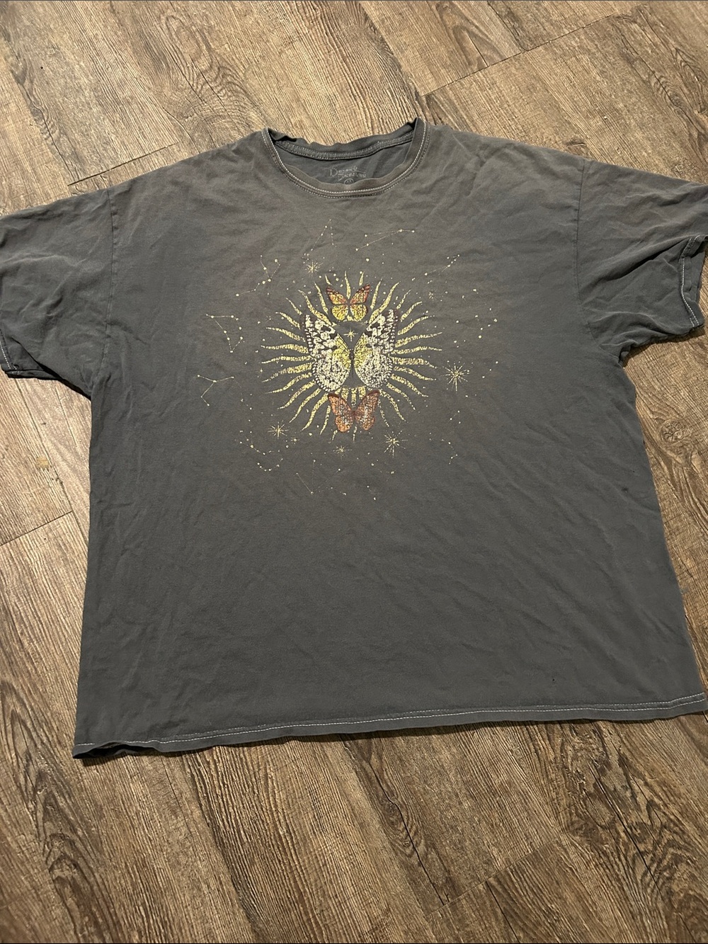 Gray Sun & Butterfly Oversized T-Shirt